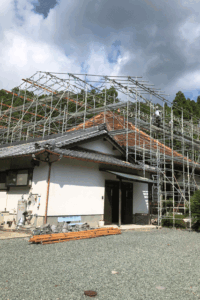 寺院素屋根足場施工　岡村総建